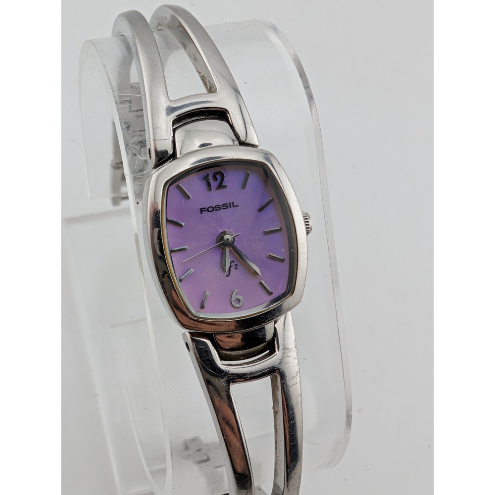 Fossil F2 Women's Watch Sunburst Dial Silver 6.5" Band ES-9749 New Battery